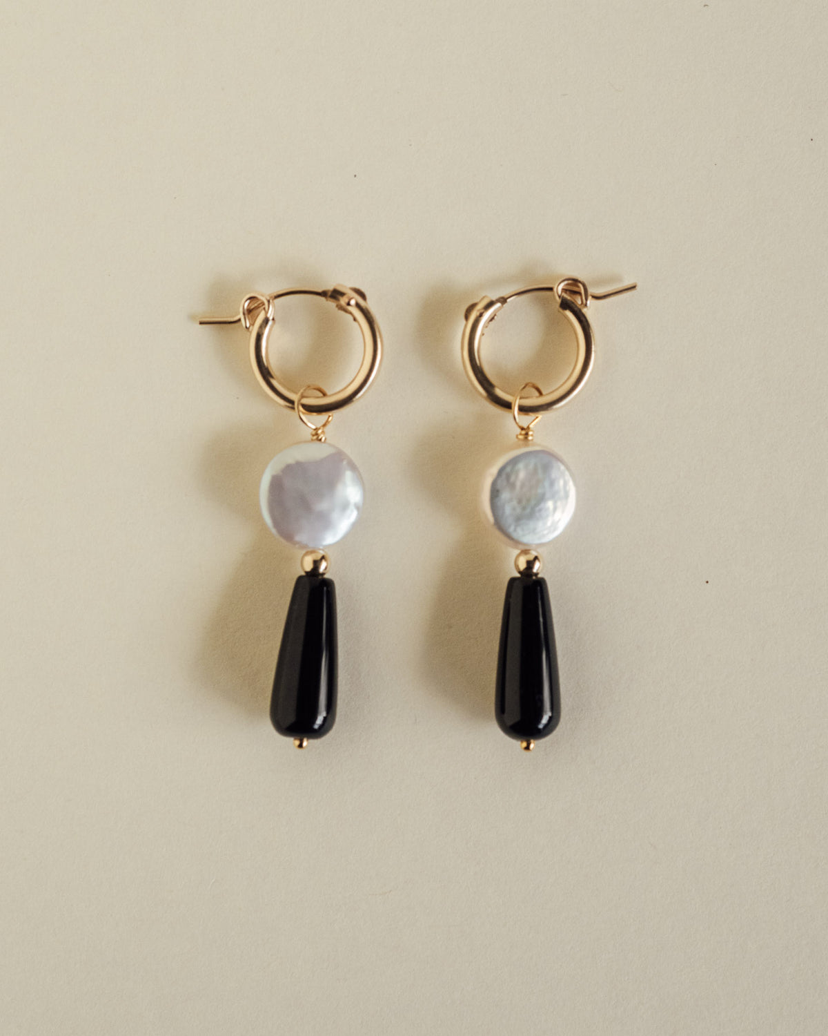 Onyx Pearl Drop Earrings